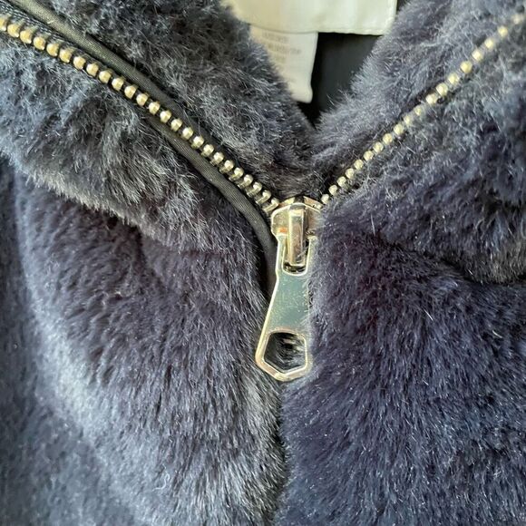 Carolina Belle Dark Blue Faux Fur Plush Hooded Coat XS - Picture 5 of 8
